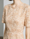 Floral Lace Ruffled Hem Midi Dress