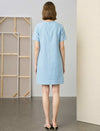 Solid Round Neck Short Sleeve H-line Mini Dress