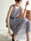 Abstract Stripe Sleeveless Midi Dress