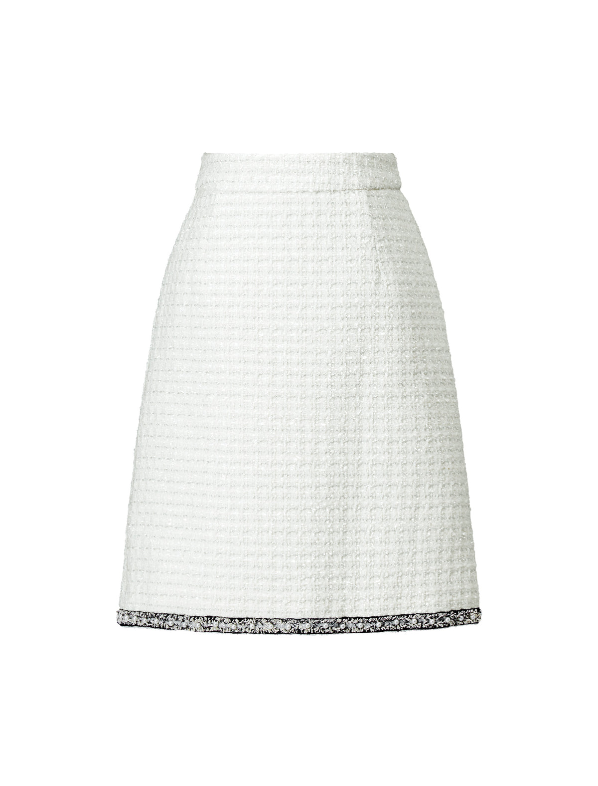 Wool Blend Braided-Trim High-Waist Straight Skirt