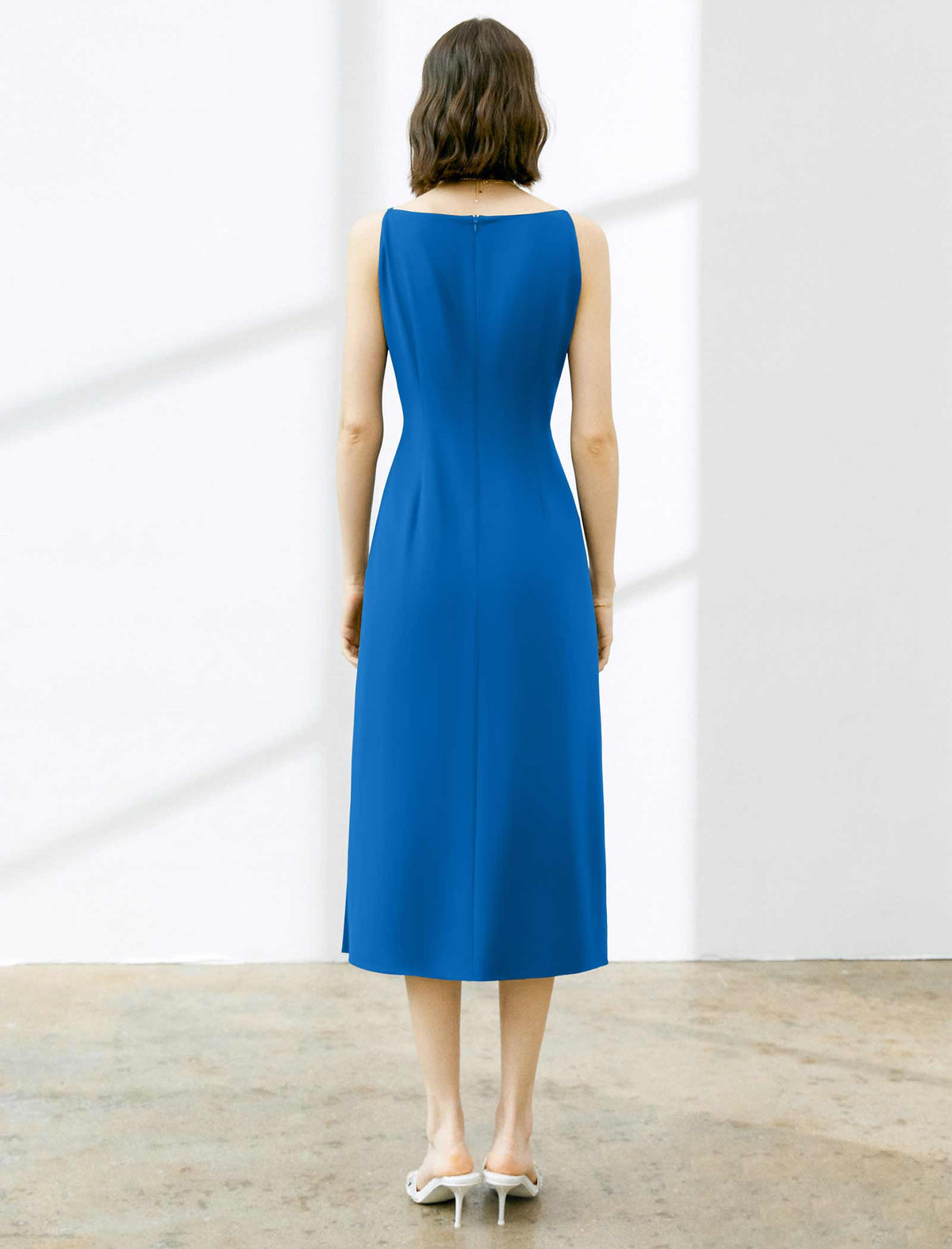 Blue Sleeveless Midi Dress