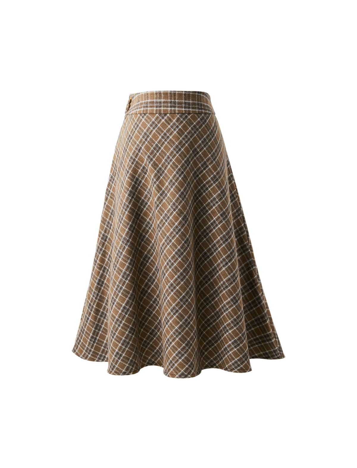 Wool Blend Plaid Relaxed A-Line Skirt