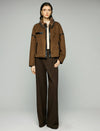 Contrast-Trim Zip-Front Cropped Moto Jacket