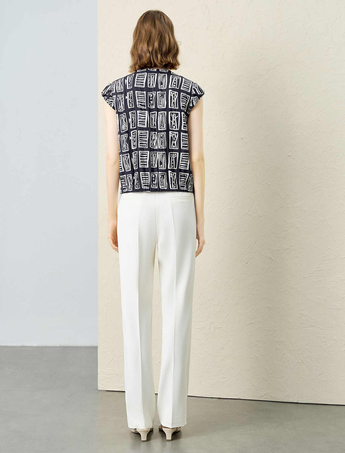 Beige Wide-Leg Pants