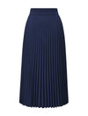 Navy Pleated High Waist Swing A-Line Skirt