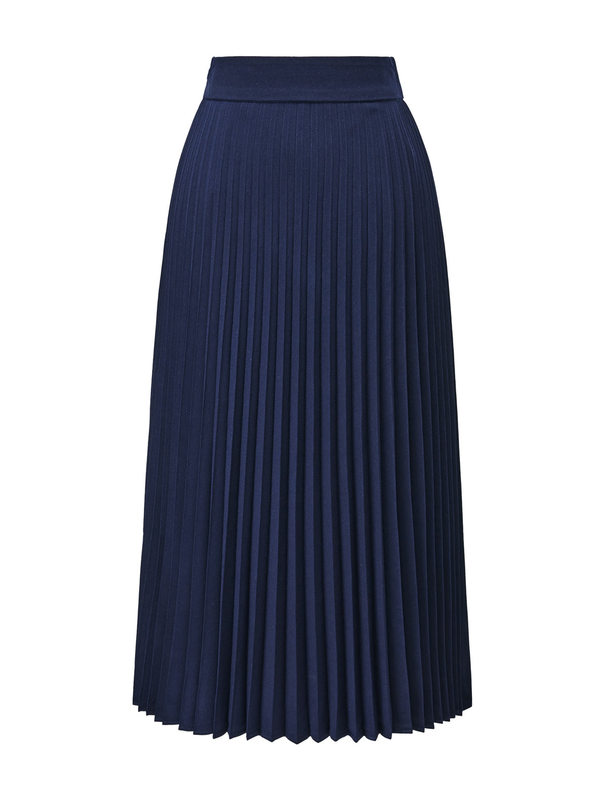 Navy Pleated High Waist Swing A-Line Skirt