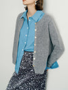 100% Wool Round Neck Long-Sleeve Knit Cardigan