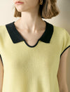 Yellow Contrast Collar Short Sleeve Knit Polo
