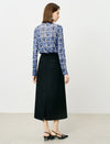 Vintage Print Mesh High Neck Long Sleeve Top