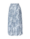 Leaf Print Pleated Midi Skirt