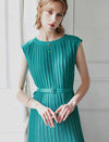 Pleated Sleeveless Midi Dress