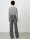 Side-Button Striped Long-Sleeve Knit Top