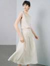 Ivory Floral Lace Boat Neck Sleeveless Tank Top