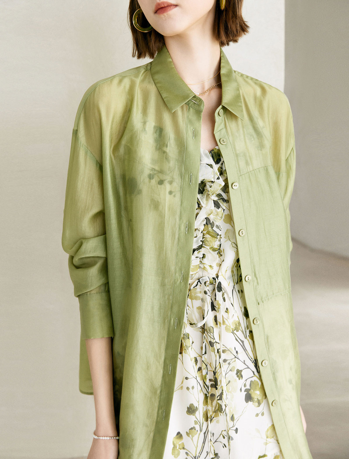 Sheer Button Up Shirt