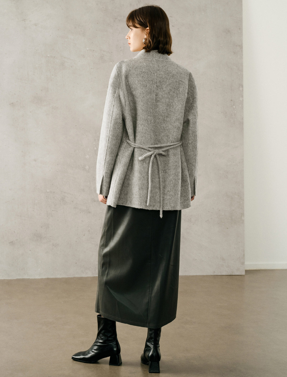 Wool Blend Relaxed Mid-Length Coat