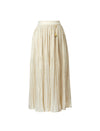 Solid Color Pleated Midi Skirt
