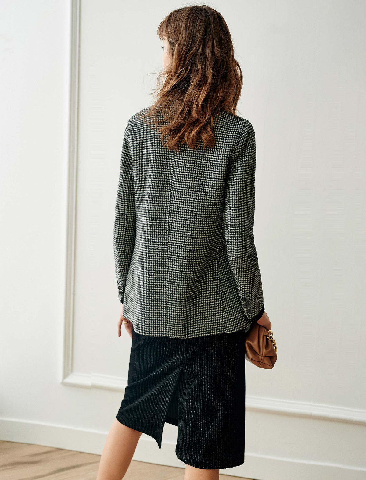Wool Blend Solid Button-Front Relaxed Blazer