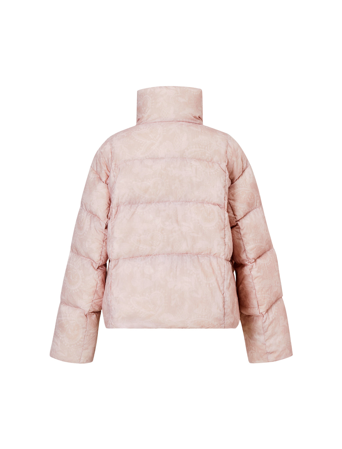 Textured Stand-Collar Zip-Front Pocket Cropped Puffer Jacket
