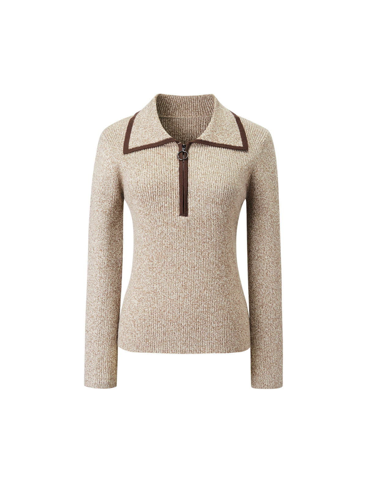 Half Zip Contrast Trim Knit Sweater