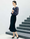 Floral Ruffle V Neck Tie Chiffon Blouse