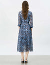 Blue Paisley Tiered Midi Dress
