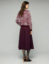 Wool Blend Floral Jacquard Crewneck Button-Front Cardigan