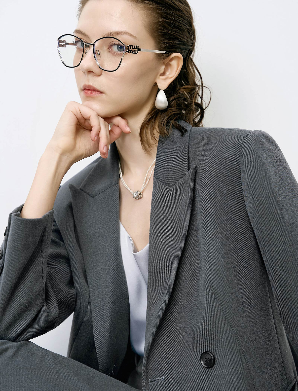 Grey Double Breasted Blazer