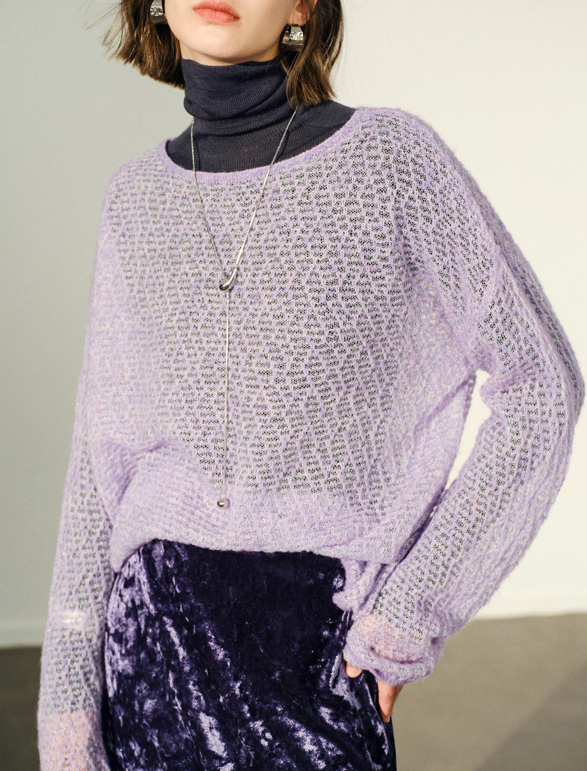 Hollow‑Out Crochet Knit Pullover