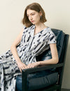 Abstract Print V-Neck Midi Dress