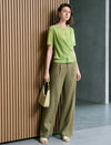 Lime Green Textured Wrap Knit Top