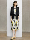 Tencel Ruched Sleeves Textured Tailored Blazer