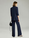 Navy Pinstripe Slight Flared Pants