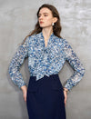 Chiffon Blue Leopard Print Blouse