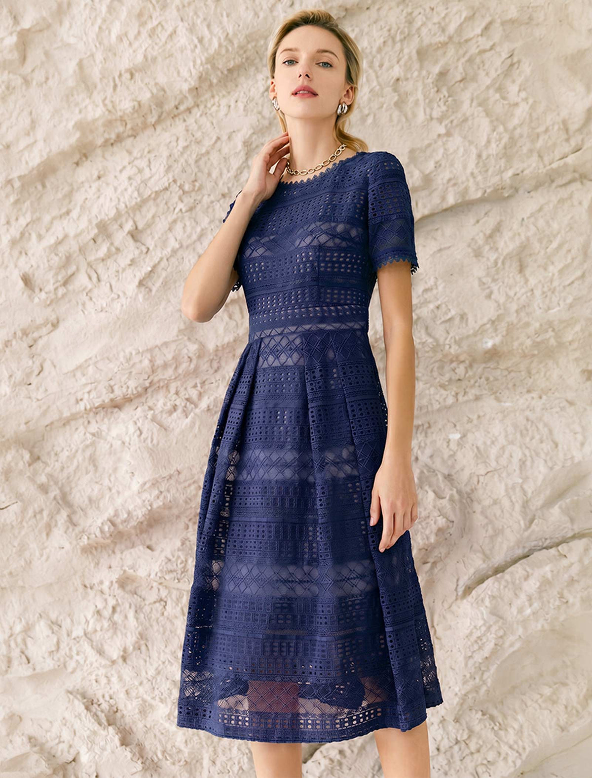Salerno Soft Lace A-Line Midi Dress