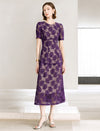 Noir Flocked Lace Midi Dress