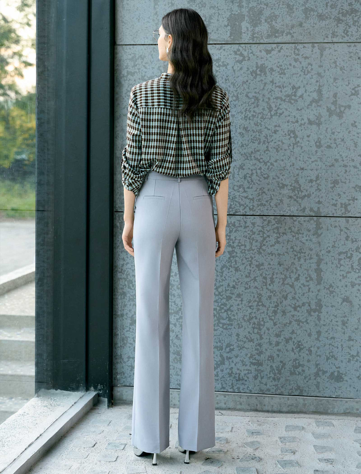 High-Rise Wide Flare Dress Pants