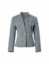Grey Textured Cropped Blazer