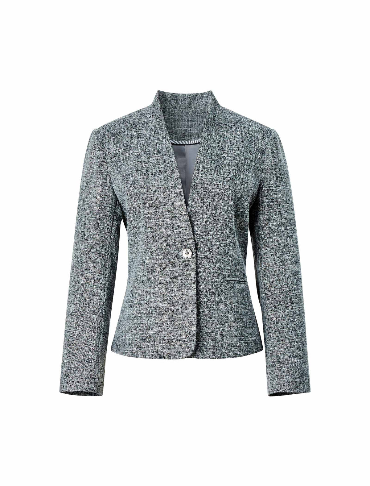 Grey Textured Cropped Blazer