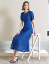 Light Blue Lace A-Line Midi Dress
