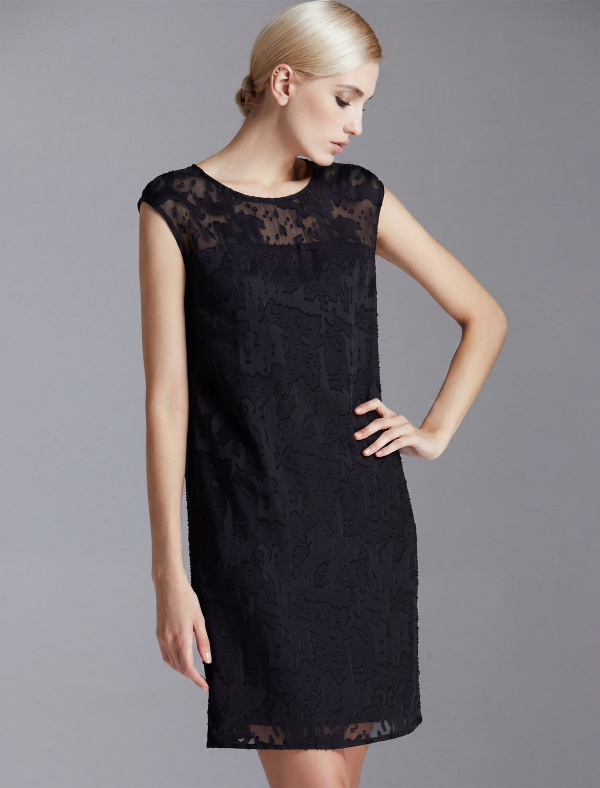 Crew Neck Chiffon Relaxed Straight Dress