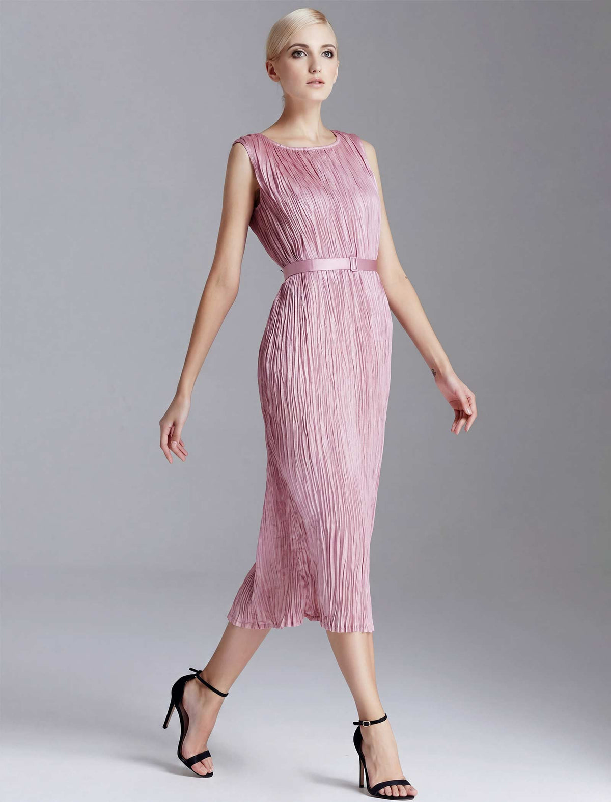 Asymmetric Ruched Sleeveless Dress