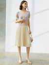 Solid Color Pleated A-Line Skirt
