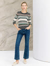 Multi-Color Chevron 3/4 Sleeve Knit Top