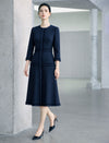 Dark Navy Fringe Trim Midi Dress