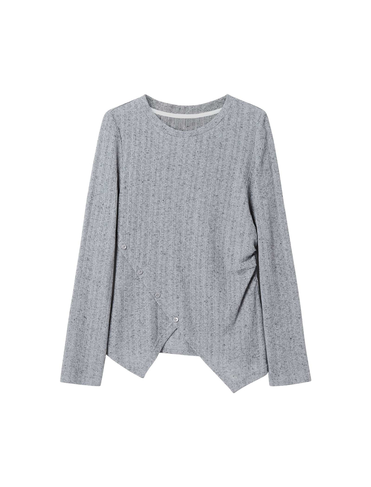 Button-Detail Asymmetric-Hem Knit Top