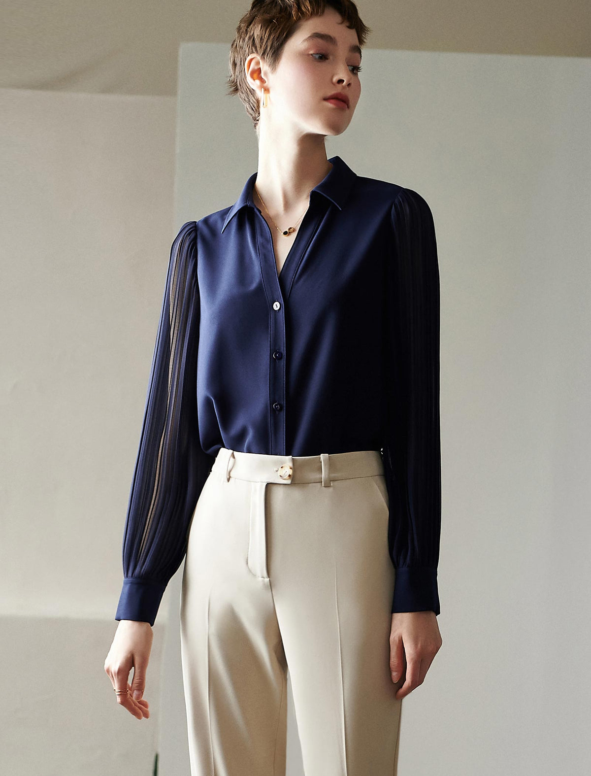 Lantern Sleeve Casual European Long-Sleeve Blouse