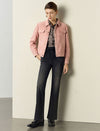 Suede-Feel Shirt Collar Button Jacket