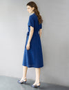 Klein Blue Utility‑Style Shirt Midi Dress