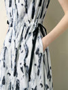 Abstract Print V-Neck Midi Dress