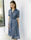 Cutout Lace Shirt Collar Dress